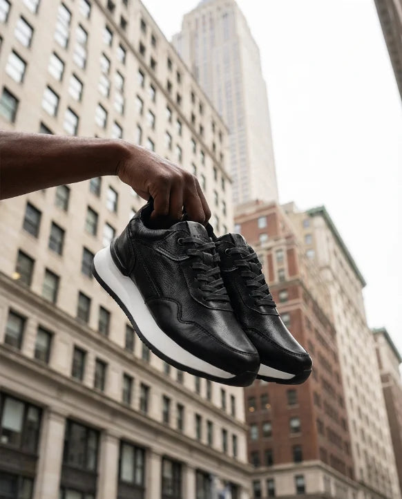 Tenis Metro Casuales en Cuero Negro - empaque premium envio gratis Colombia