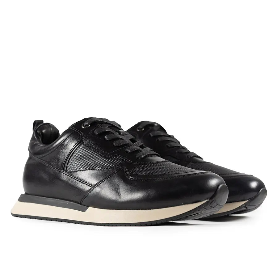 Tenis Lusso Casuales de Vestir en Cuero Auténtico Negro
