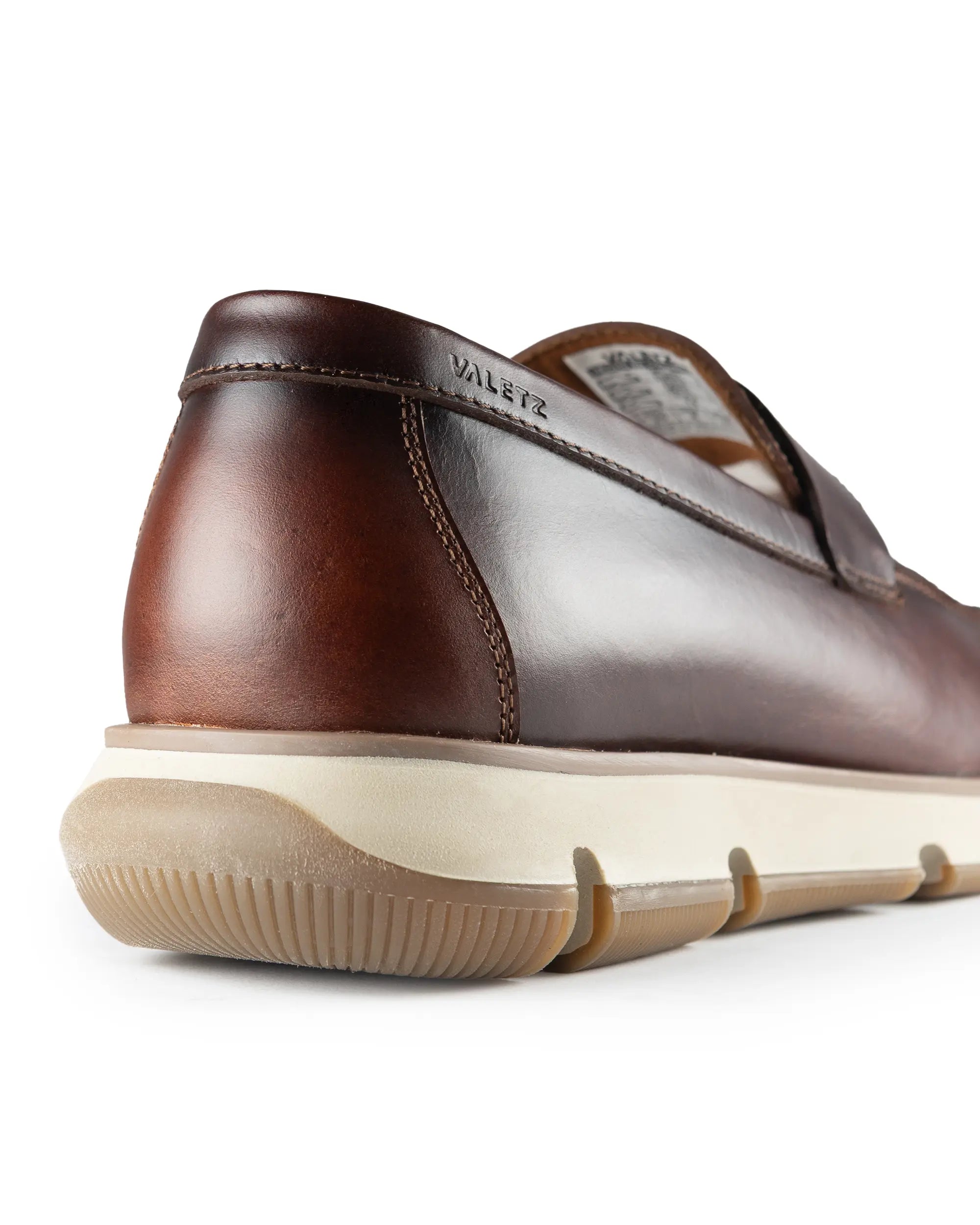 Olmo Estilo Penny Loafer Coñac x Cafe - detalle costura cuero premium hecho a mano