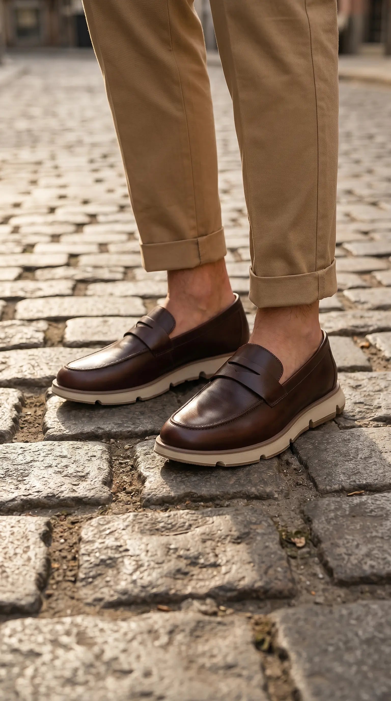 Olmo Estilo Penny Loafer Coñac x Cafe - vista superior diseno elegante