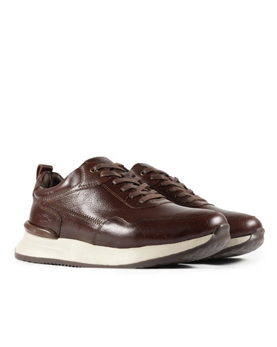 Tenis Metro Casuales en Cuero Coñac - vista lateral zapato artesanal Valetz