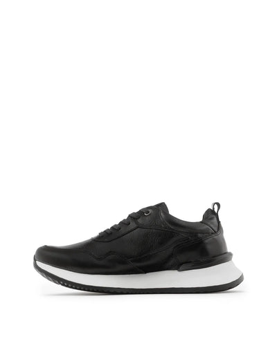 Tenis Metro Casuales en Cuero Negro - vista lateral zapato artesanal Valetz