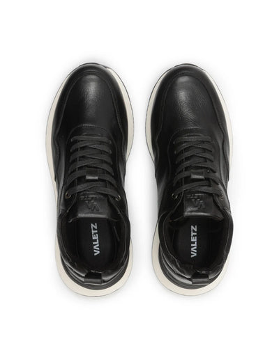 Tenis Metro Casuales en Cuero Negro - detalle costura cuero premium hecho a mano