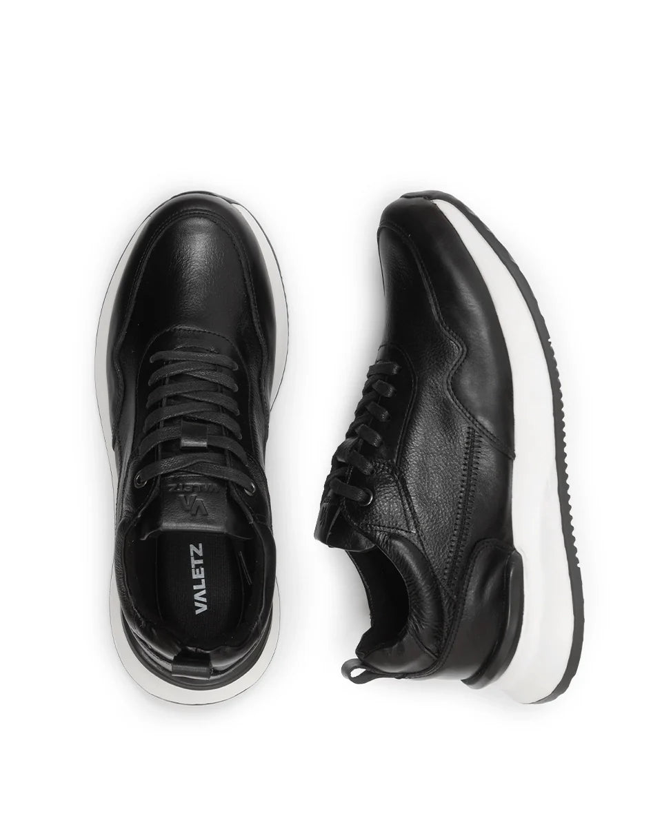 Tenis Metro Casuales en Cuero Negro - suela antideslizante Valetz
