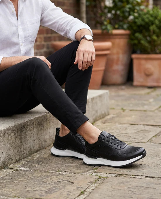 Tenis Metro Casuales en Cuero Negro - par completo cuero autentico