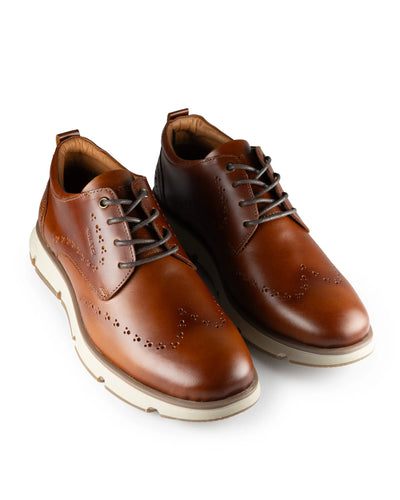 Oxford Nardo en Cuero Miel - vista lateral zapato artesanal Valetz