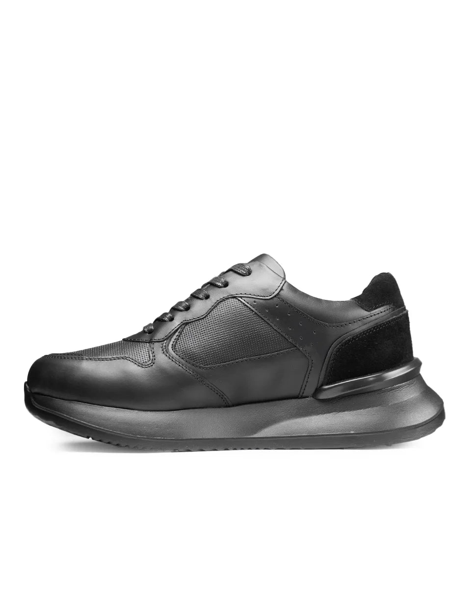 Meridiano Casual Sport Negro - detalle costura cuero premium hecho a mano