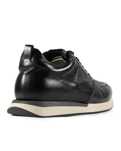 Tenis Lusso Casuales de Vestir en Cuero Auténtico Negro - detalle costura cuero premium hecho a mano