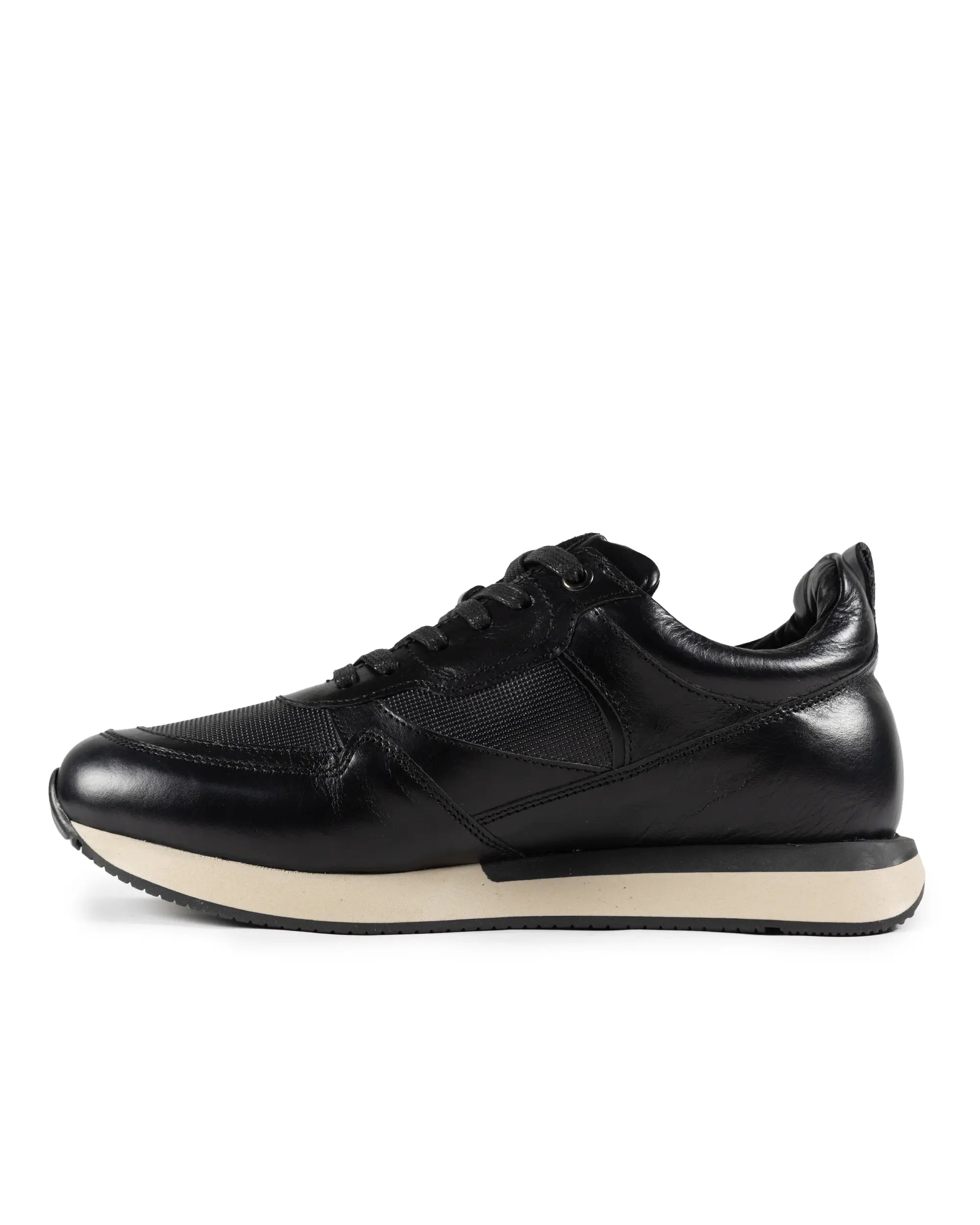 Tenis Lusso Casuales de Vestir en Cuero Auténtico Negro - vista superior diseno elegante