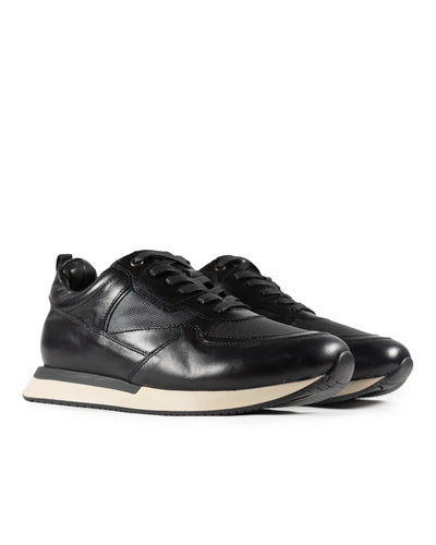 Tenis Lusso Casuales de Vestir en Cuero Auténtico Negro - vista lateral zapato artesanal Valetz