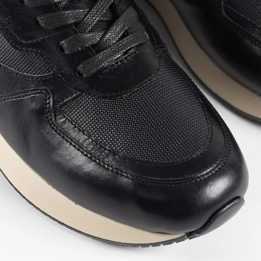 Tenis Lusso Casuales de Vestir en Cuero Auténtico Negro