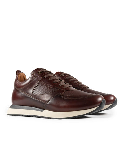 Tenis Lusso Casuales de Vestir en Cuero Coñac - detalle costura cuero premium hecho a mano