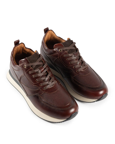 Tenis Lusso Casuales de Vestir en Cuero Coñac - vista lateral zapato artesanal Valetz