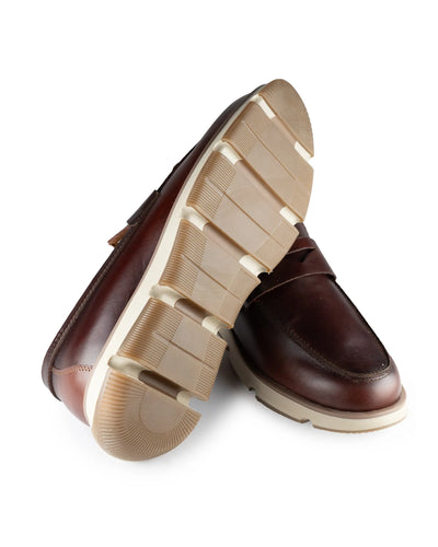 Olmo Estilo Penny Loafer Coñac x Cafe - zapato en uso estilo casual vestir