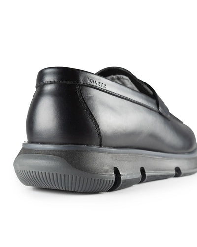 Olmo Estilo Penny Loafer Negro - detalle costura cuero premium hecho a mano