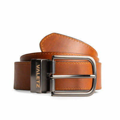 Correa Formal Doble Faz para Hombre en Cuero con Herraje de Zamac Miel X Negro