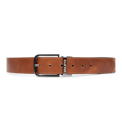 Correa Formal Doble Faz para Hombre en Cuero con Herraje de Zamac Miel X Negro