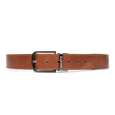 Correa Formal Doble Faz para Hombre en Cuero con Herraje de Zamac Miel X Negro