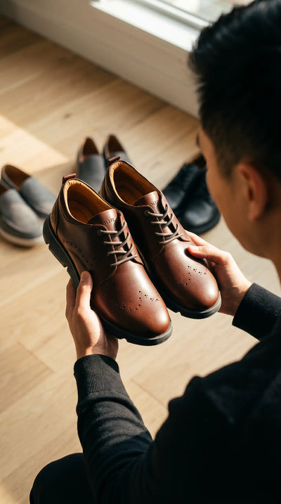 Oxfords Nardo Coñac y Negro - suela antideslizante Valetz