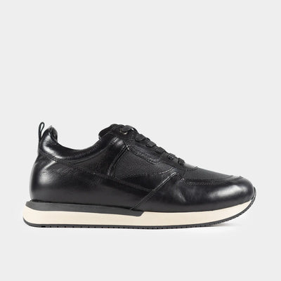 Tenis Lusso Casuales de Vestir en Cuero Auténtico Negro