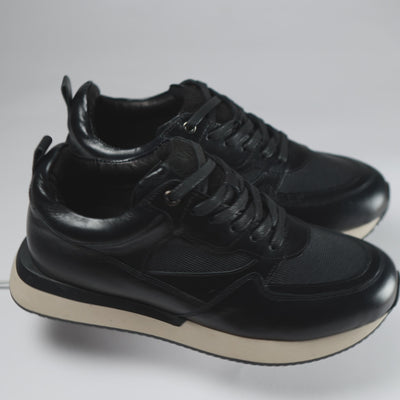 Tenis Lusso Casuales de Vestir en Cuero Auténtico Negro